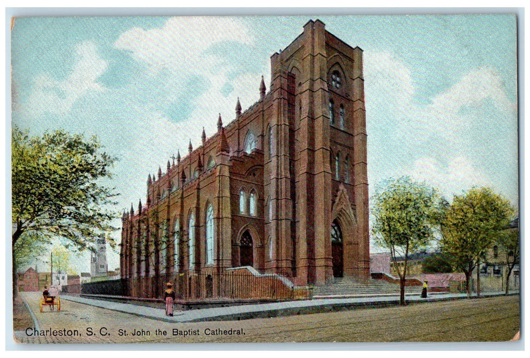 c1920s St. John The Baptist Cathedral Charleston South Carolina SC Postcard