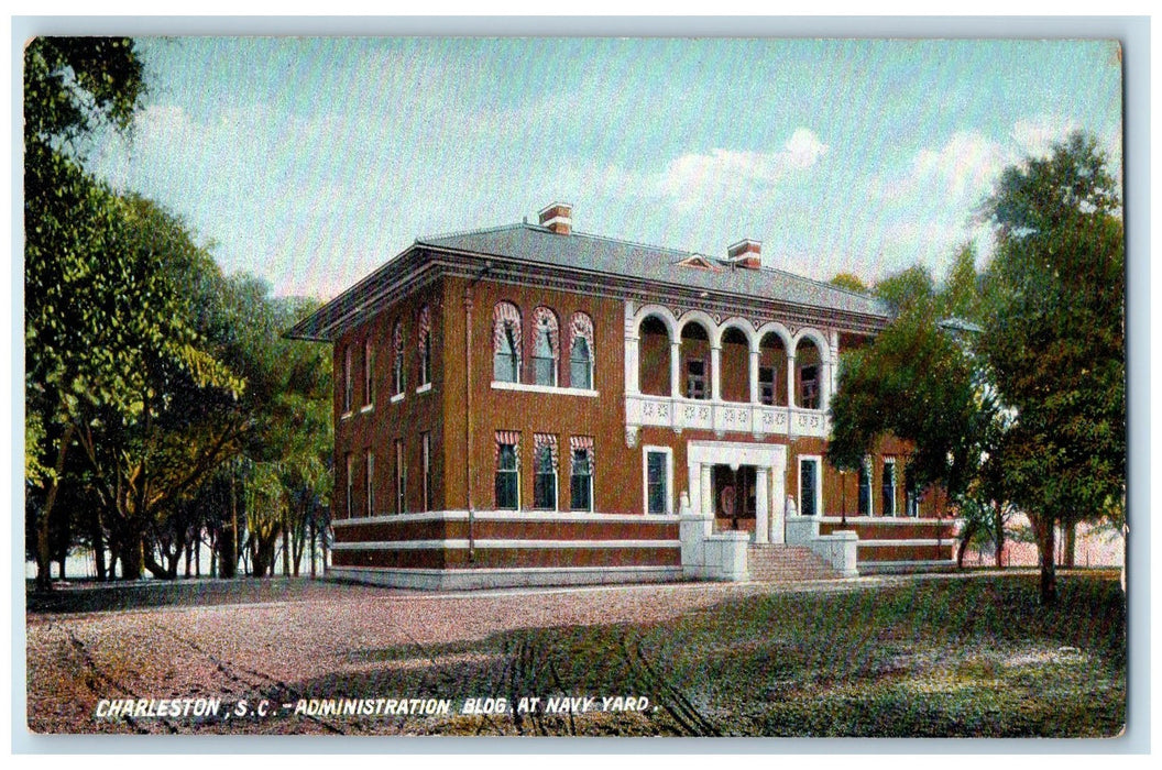 c1920s Administration Building Exterior View At Navy Yard Charleston SC Postcard