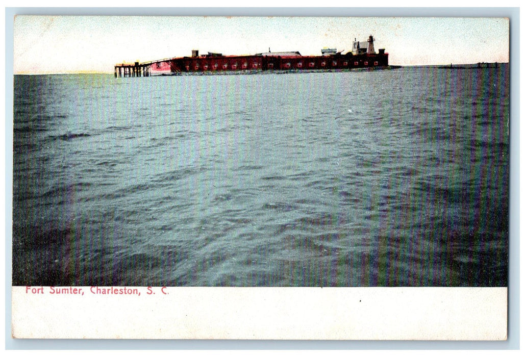 c1905s Fort Sumter View  Lighthouse Scene Charleston South Carolina SC Postcard