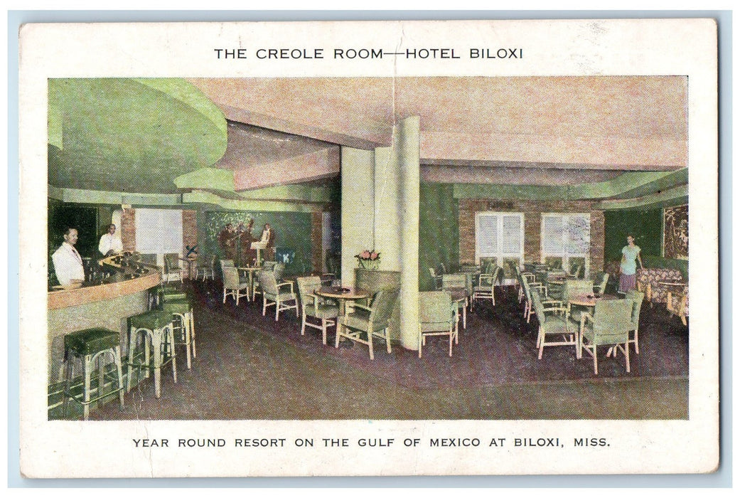 1950 The Creole Room Hotel Biloxi Scene Resort On Gulf Mexico Biloxi MS Postcard