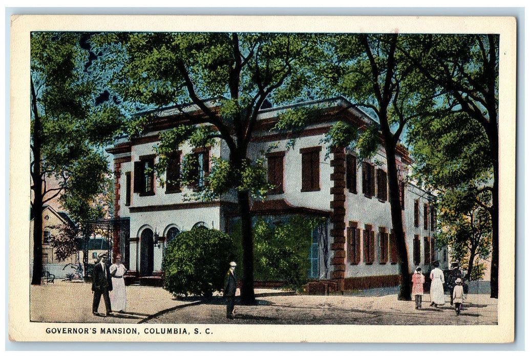 c1920s Governor's Mansion Exterior Columbia South Carolina SC People Postcard