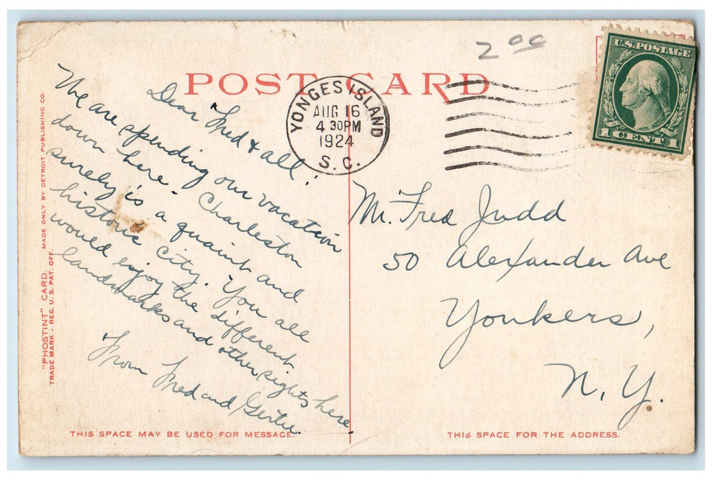 1924 Ashley Hall Magnolia On The Ashley Charleston South Carolina SC Postcard