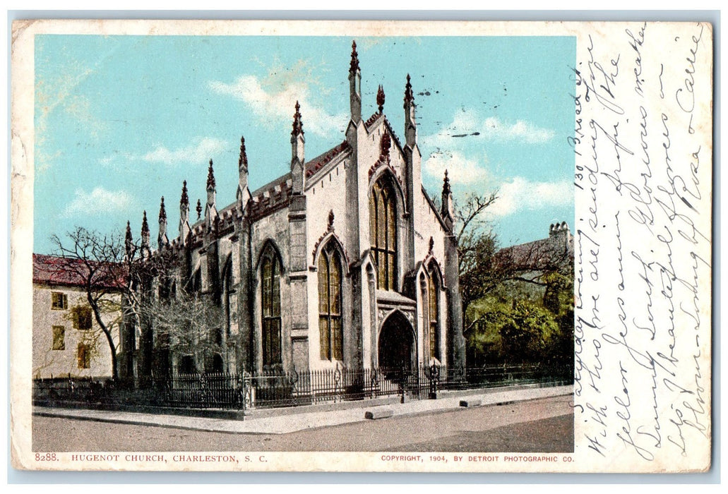 1905 Hugenot Church Exterior Scene Charleston South Carolina SC Posted Postcard