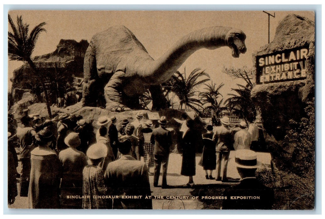 c1960's Sinclair Dinosaur Exhibit Chicago Illinois IL Unposted Vintage Postcard