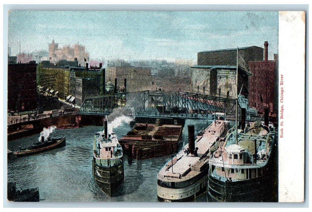 c1920's Ruth Street Bridge Chicago River Chicago Illinois IL Unposted Postcard
