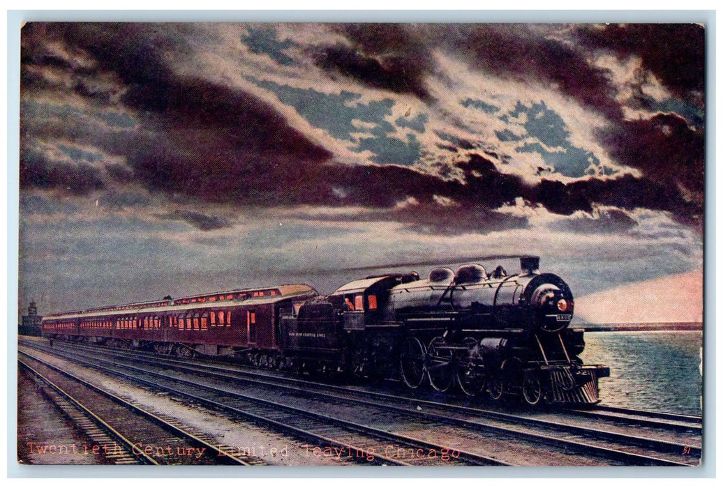 c1940's Twentieth Century Limited Leaving Chicago Illinois IL Unposted Postcard