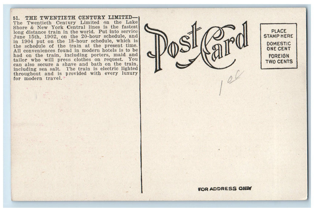 c1940's Twentieth Century Limited Leaving Chicago Illinois IL Unposted Postcard