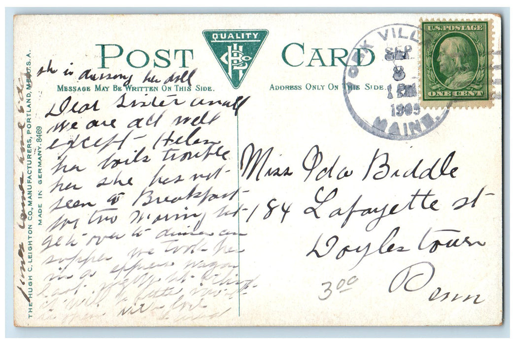 1909 Lake Side York Ville Tourist Boat Lake Sunapee New Hampshire NH Postcard