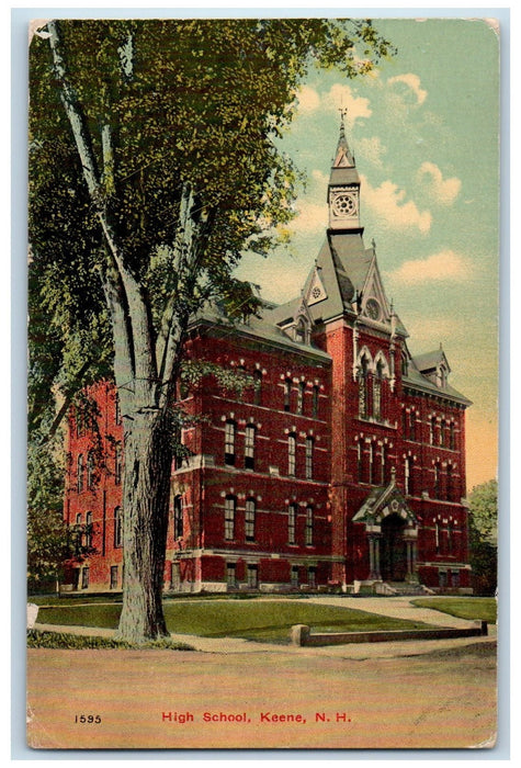 c1950's High School Campus Building Side View Keene New Hampshire NH Postcard