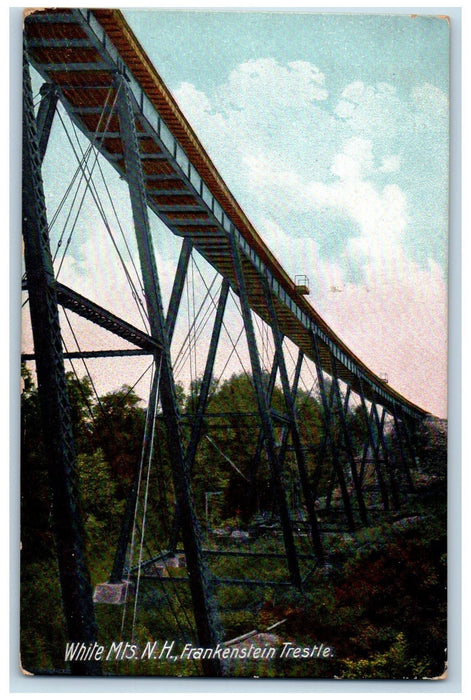 1908 Frankenstein Trestle Train Railway White Mounts New Hampshire NH Postcard