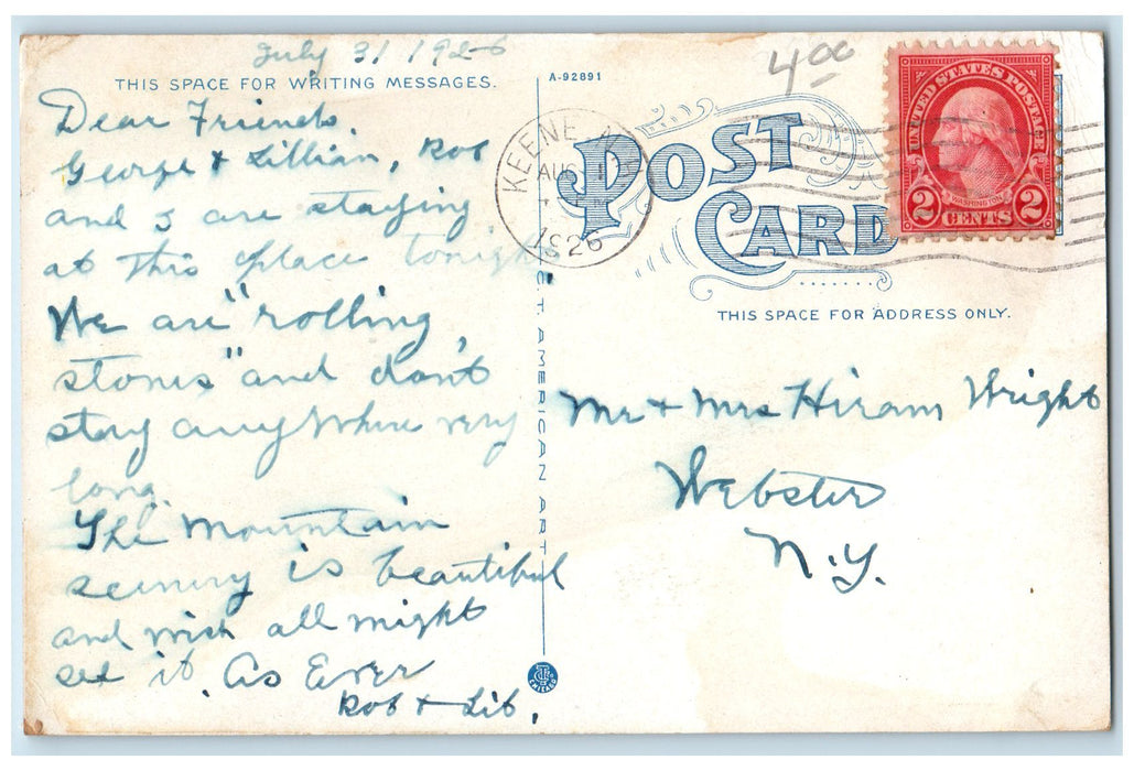 1926 Central Square Classic Cars Crowd Railway Keene New Hampshire NH Postcard