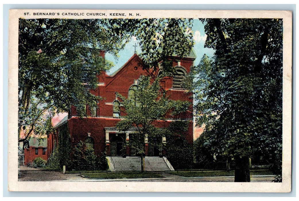 1927 St Bernard's Catholic Church Stairs Doorway Keene New Hampshire NH Postcard