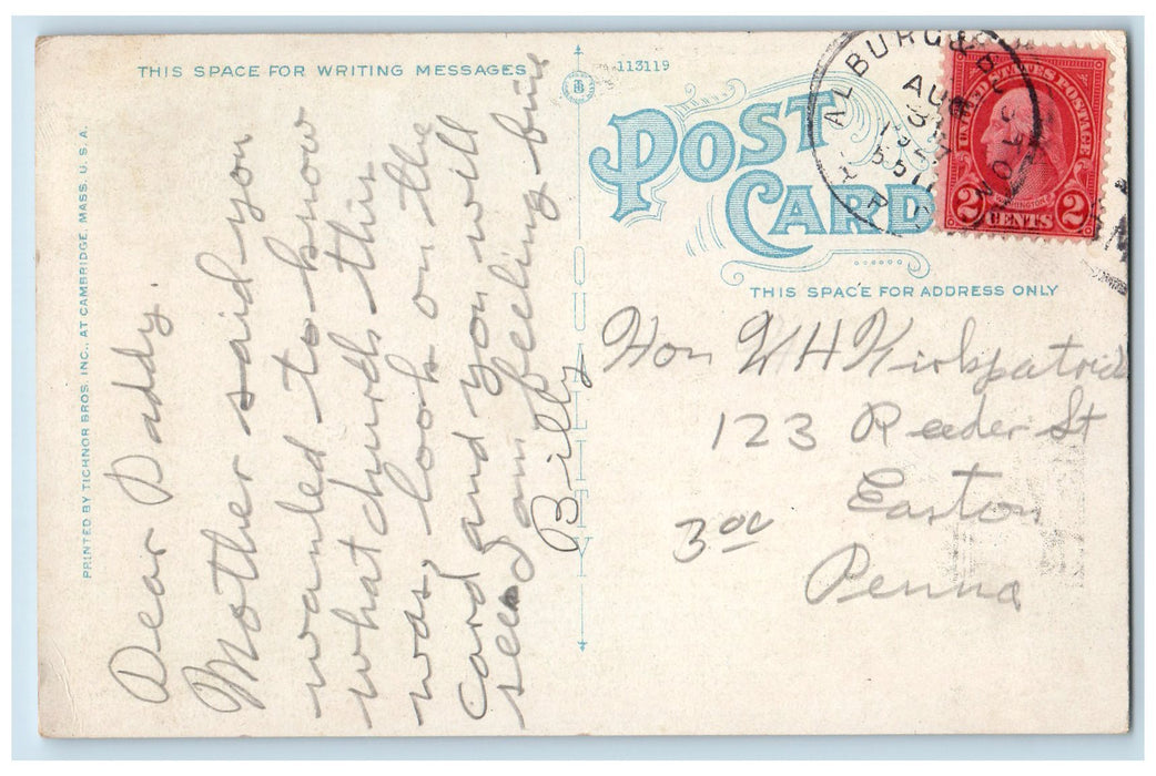 1927 St Bernard's Catholic Church Stairs Doorway Keene New Hampshire NH Postcard