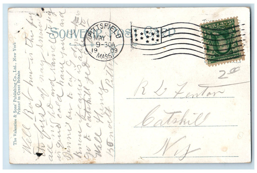 1909 Wendell Avenue Dirt Road Horse Carriage Lined Trees Pittsfield MA Postcard