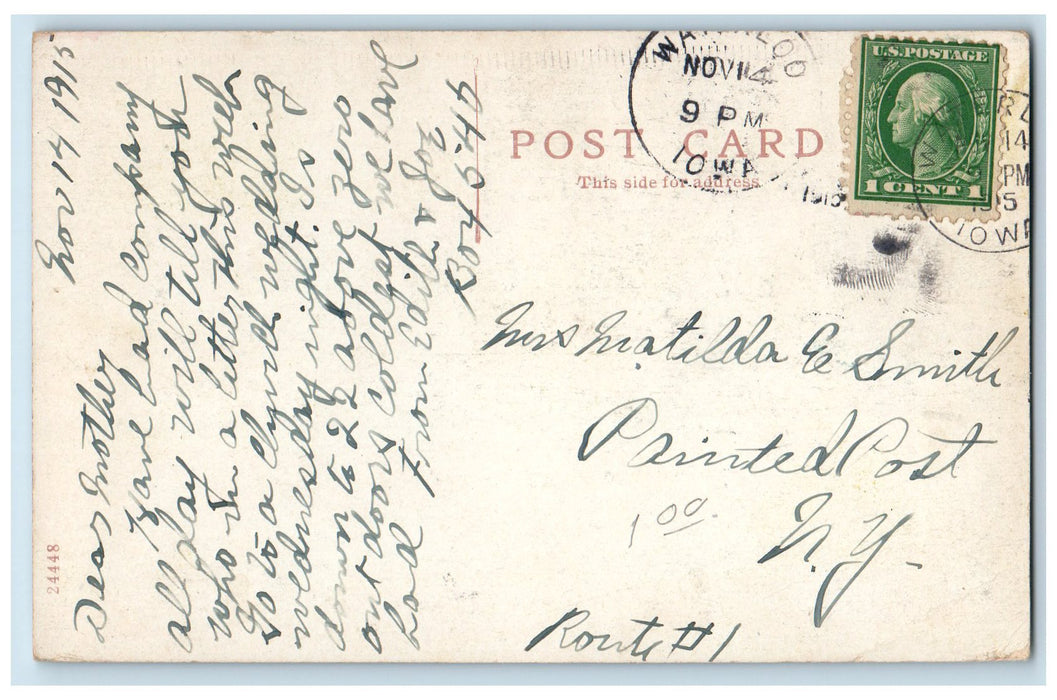 1915 Washington Park Plants Landscape Pathways Shed Waterloo Iowa IA Postcard