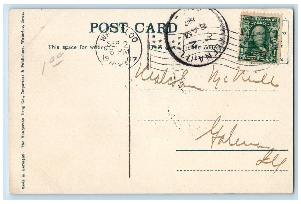 1907 Melan Arch Bridge Lake River Seaside Building Waterloo Iowa IA Postcard