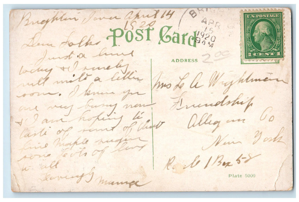 1920 First Methodist Episcopal Church Cross Tower Washington Iowa IA Postcard