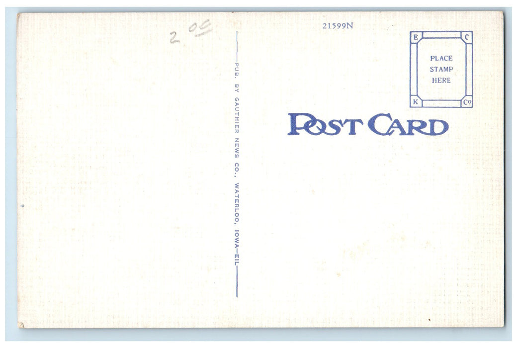 c1950's West Fourth Street Classic Cars Establishments Waterloo Iowa IA Postcard