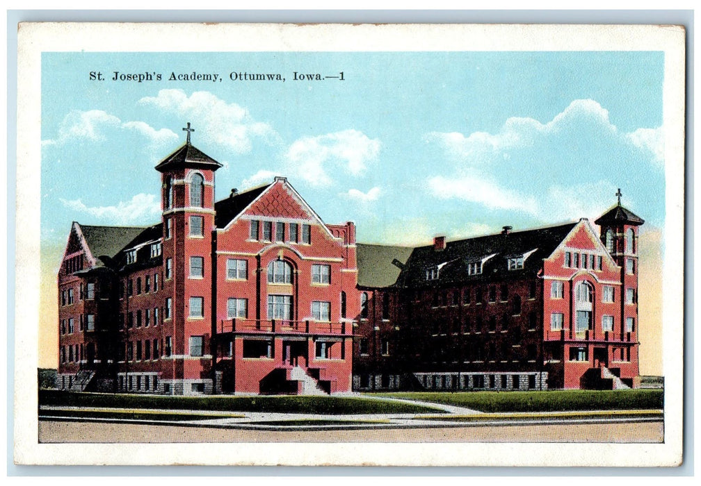 c1950's St. Joseph's Academy School Campus Building Ottumwa Iowa IA Postcard