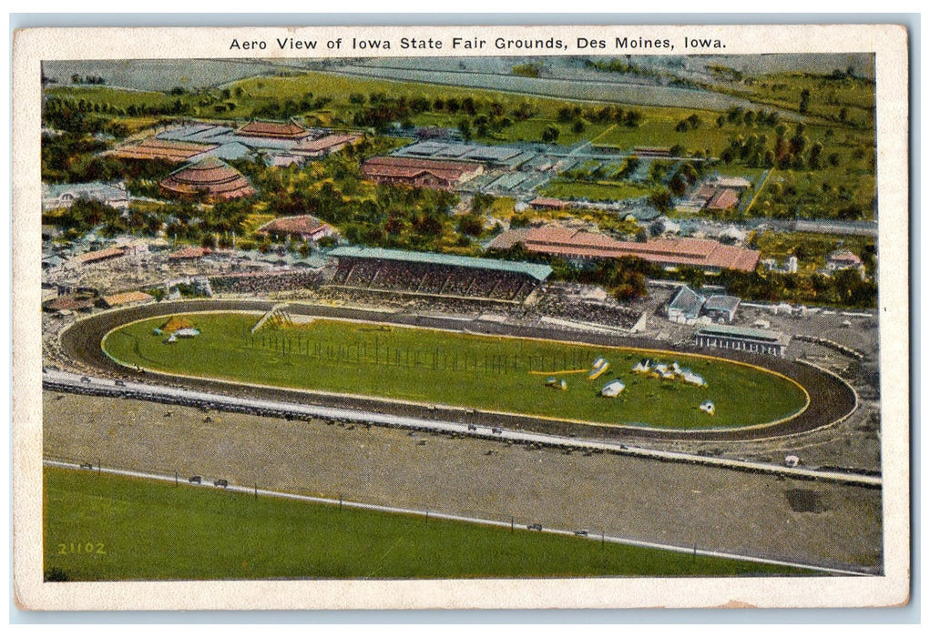 c1950 Aero View Iowa State Fair Grounds Grandstand Des Moines Iowa IA Postcard