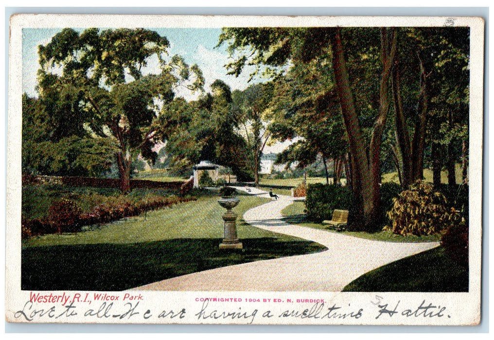 1905 Wilcox Park View Pathways Plants Flowers Westerly Rhode Island RI Postcard