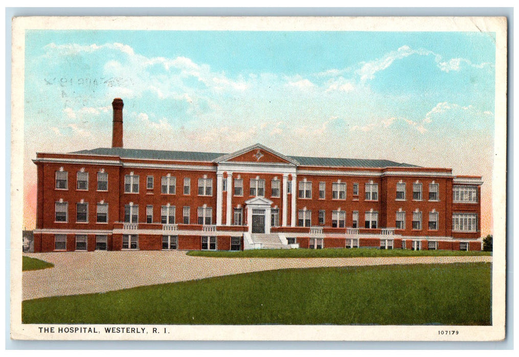 1929 The Hospital Exterior Scene Westerly Rhode Island RI Posted Postcard