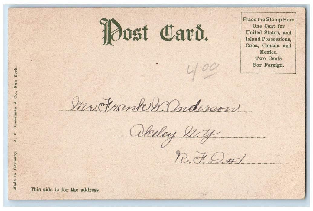 c1905 Market Square Looking East Railway Trolley Carriage Providence RI Postcard