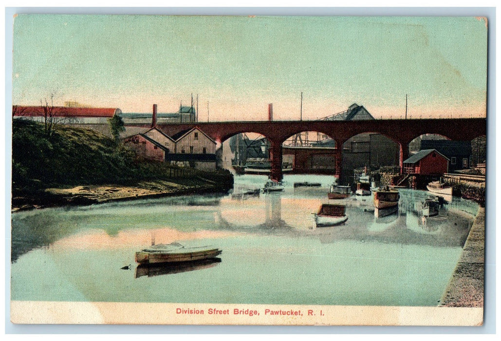 c1910's Division Street Bridge Pawtucket Rhode Island RI Posted  Postcard