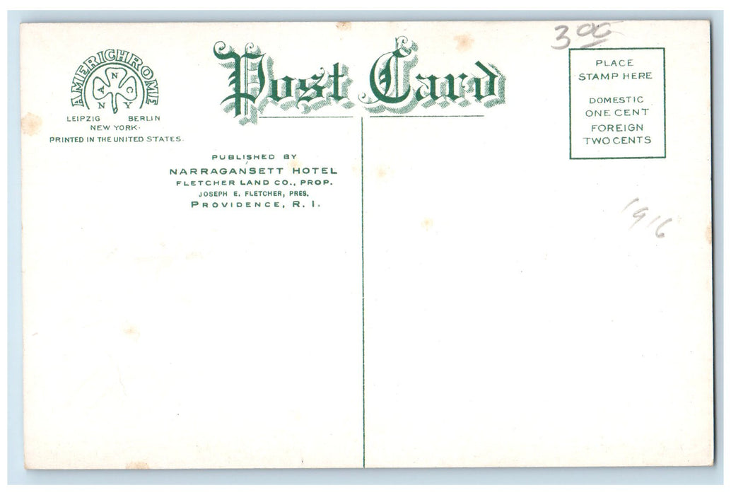 c1950's Ball Room Narragansett Hotel Interior Restaurant Providence RI Postcard