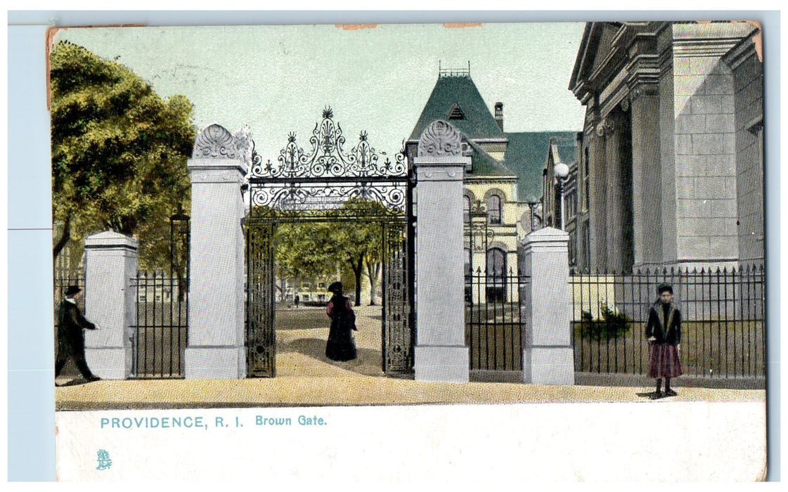 1912 Brown Gate Front View Providence Rhode Island RI Posted Tuck's Postcard