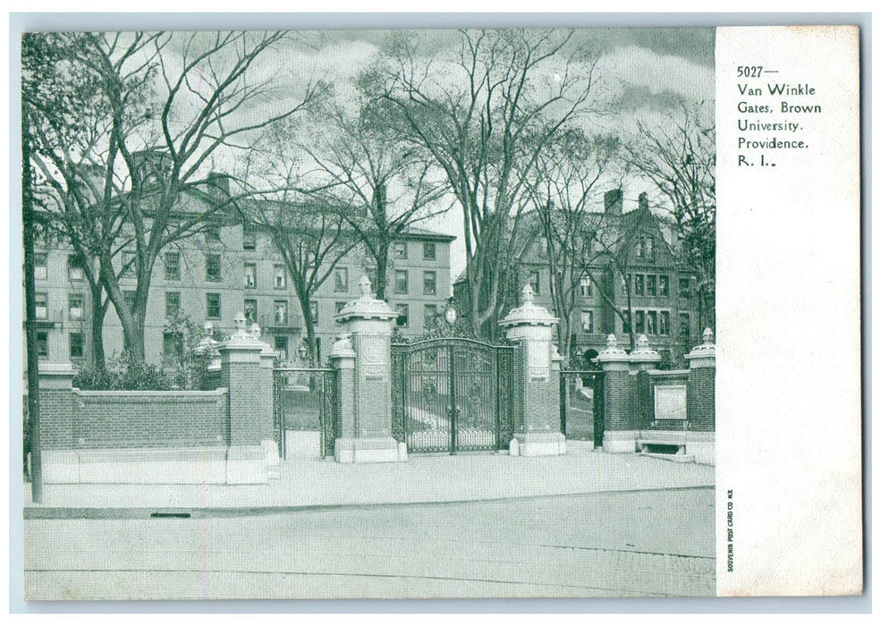 c1905 Van Winkle Gates Brown University Campus Front View Providence RI Postcard