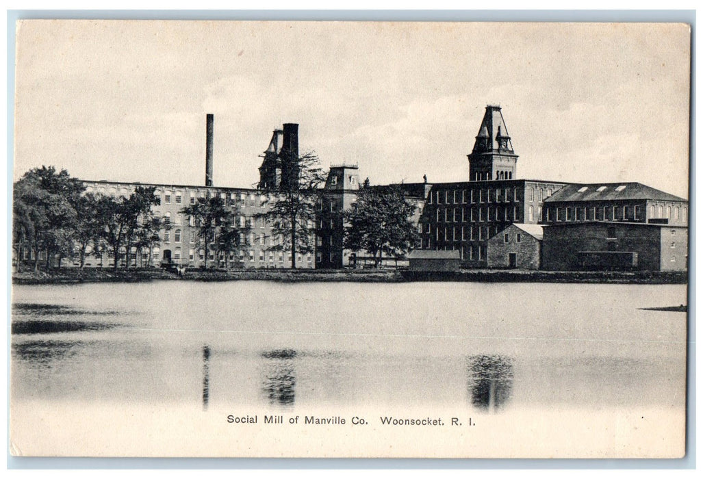 c1905's Social Mill Of Manville Company View Woonsocket Rhode Island RI Postcard