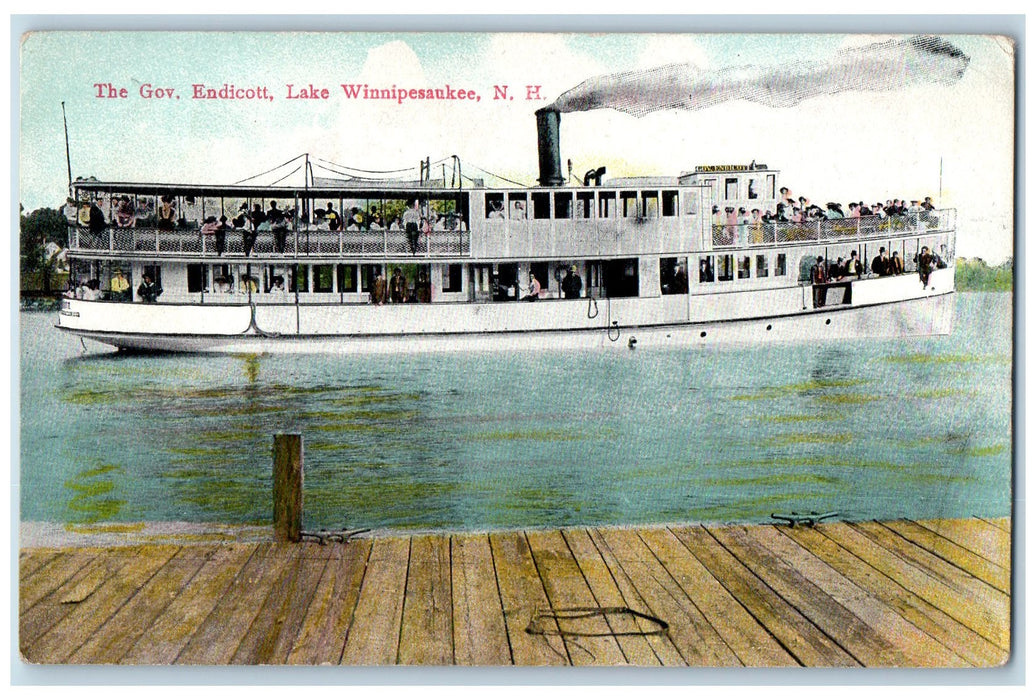 1910 The Government Endicott Lake Winnipesaukee NH Posted Steamship Postcard