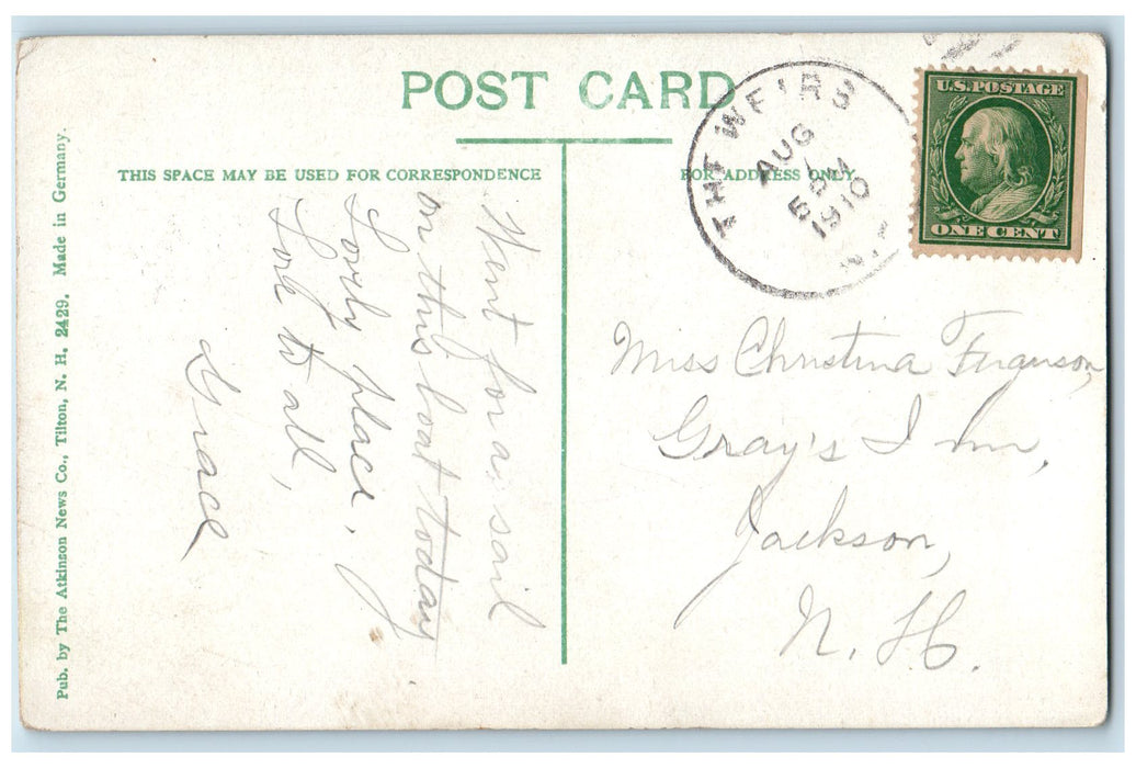 1910 The Government Endicott Lake Winnipesaukee NH Posted Steamship Postcard