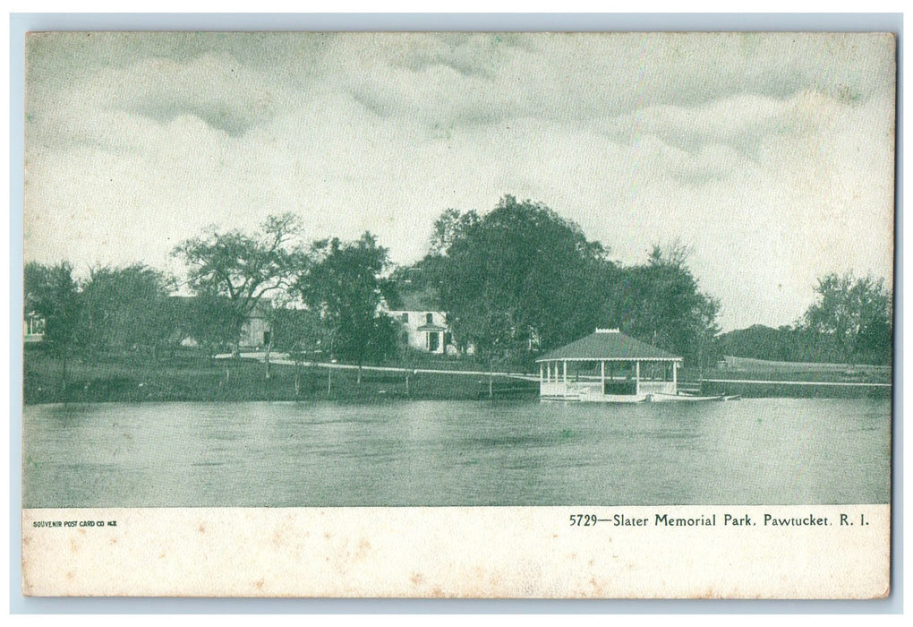 c1905 Slater Memorial Park Lake River Boat Pawtucket Rhode Island RI Postcard