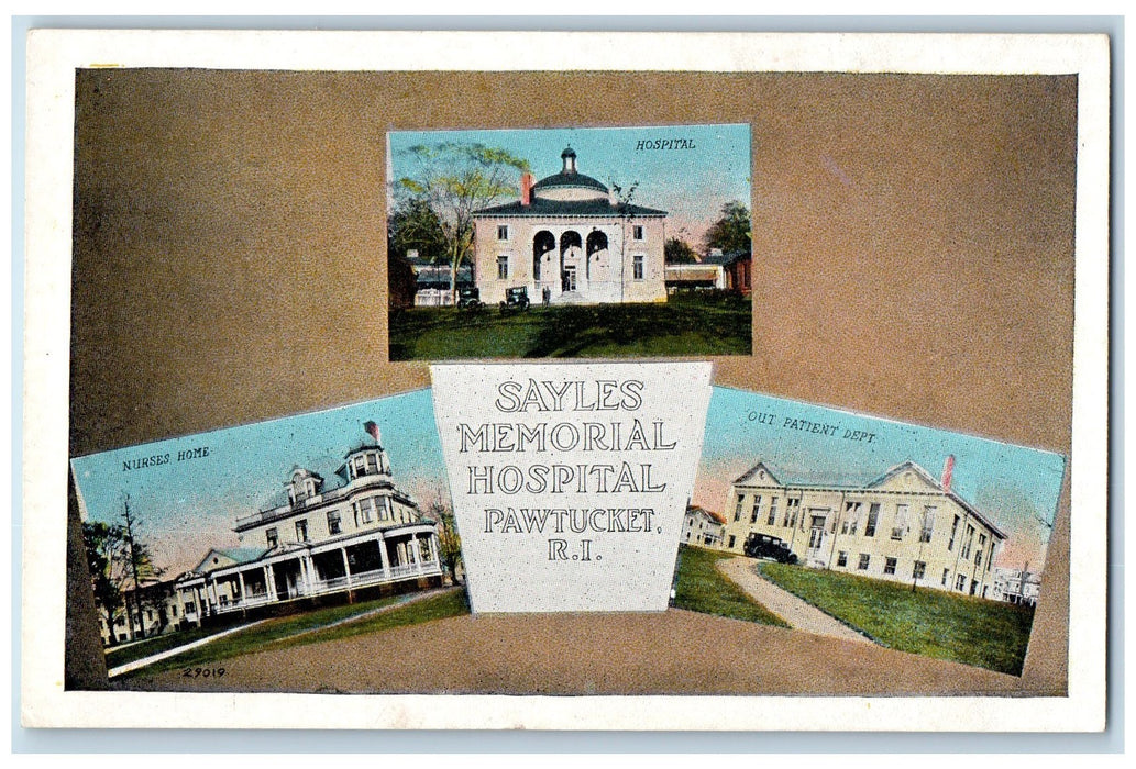 c1920's Sayles Memorial Hospital Multiview Pawtucket  Rhode Island RI Postcard