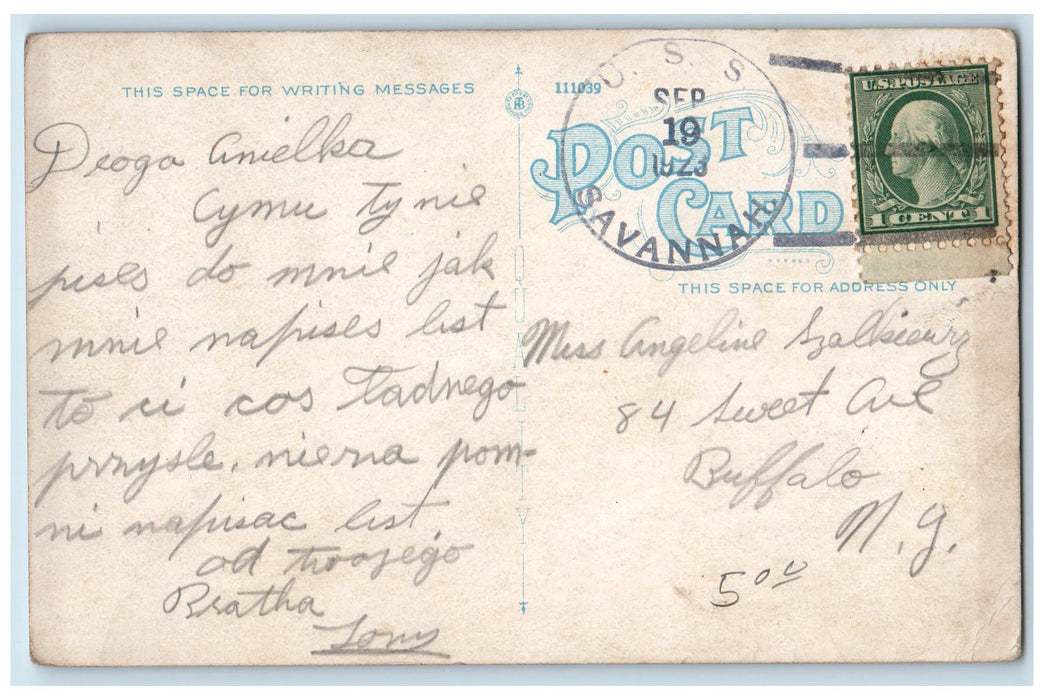 1923 Market Square Savannah USS Classic Car Store Railway Portsmouth NH Postcard