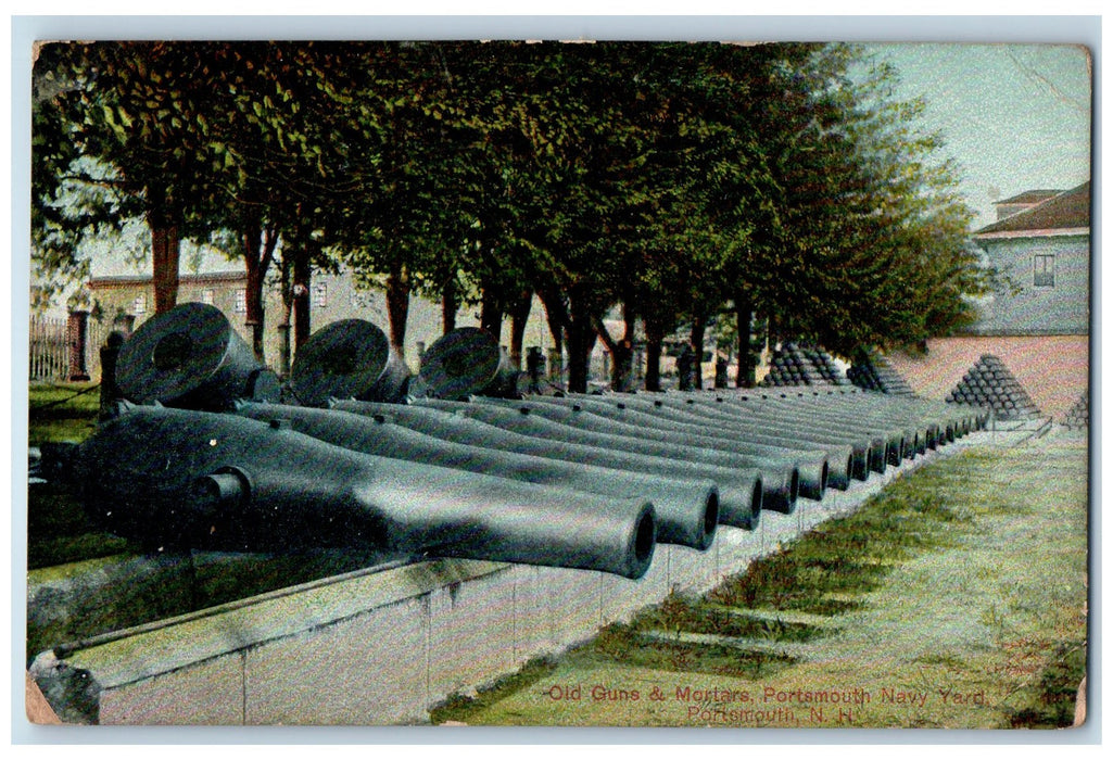 1908 Old Guns Mortars Navy Yard Artillery Portsmouth New Hampshire NH Postcard