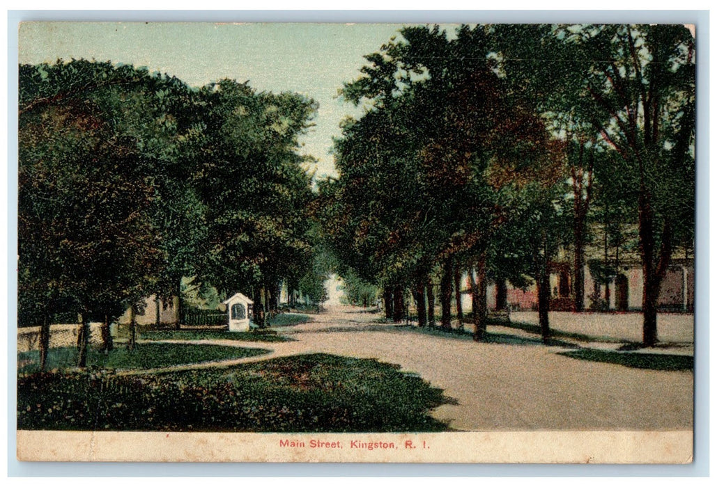 c1910's Main Street Trees Scene Kingston Rhode Island RI Unposted Postcard