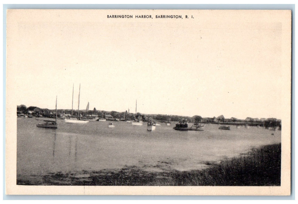 c1940s Barrington Harbor Boats View Barrington Rhode Island RI Unposted Postcard