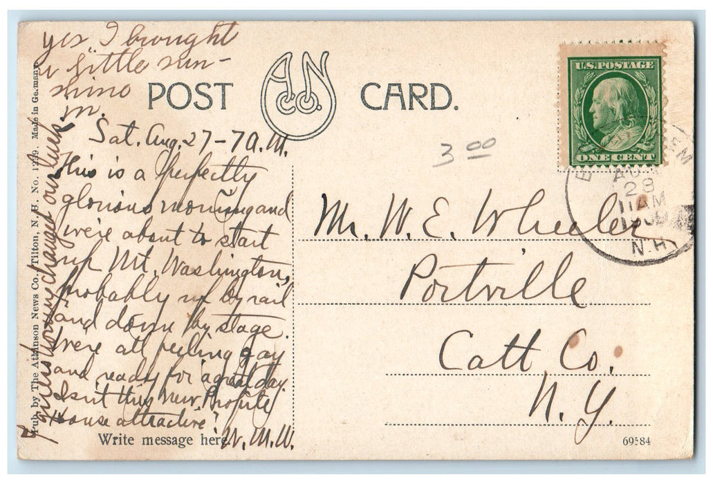 1909 Profile House Franconia Notch White Mountains New Hampshire NH Postcard