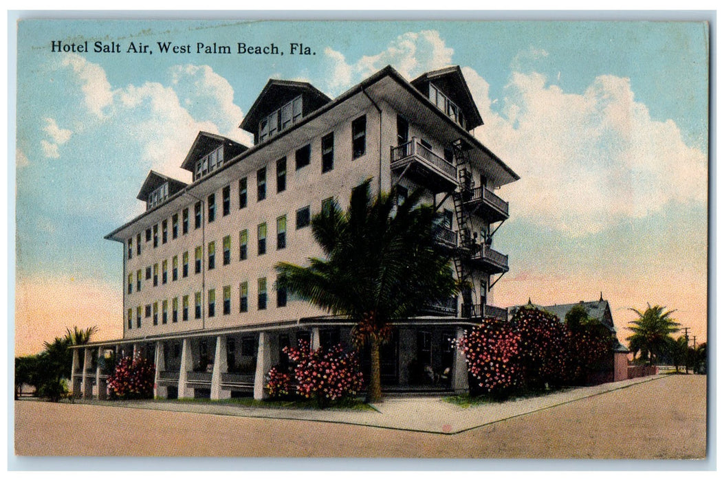 c1950's Hotel Salt Air Building Entrance Restaurant West Palm Beach FL Postcard