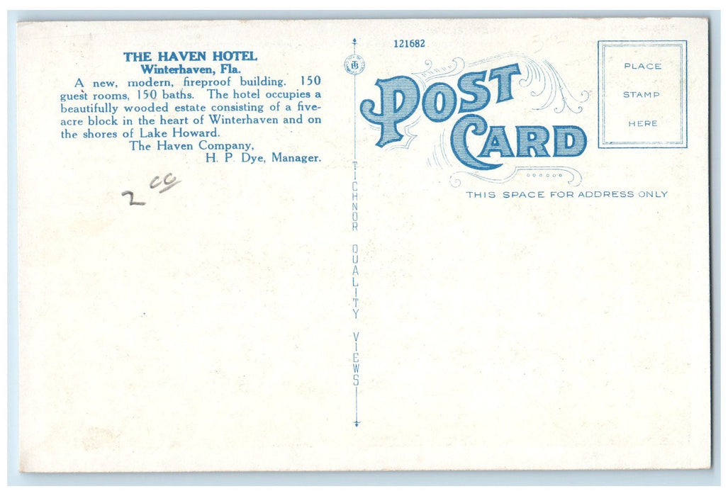 c1920's The Haven Hotel Restaurant Classic Cars Winterhaven Florida FL Postcard