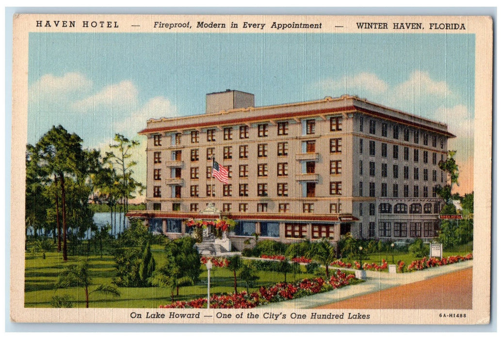 c1940's Haven Hotel On Lake Howard Restaurant Winter Haven Florida FL Postcard