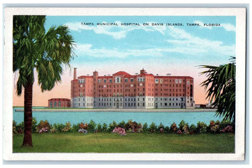 c1950 Tampa Municipal Hospital Davis Islands Building Tampa Florida FL Postcard