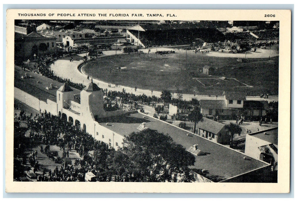 c1920 Florida Fair Field Crowd Entrance Grandstand Lane View Tampa FL Postcard