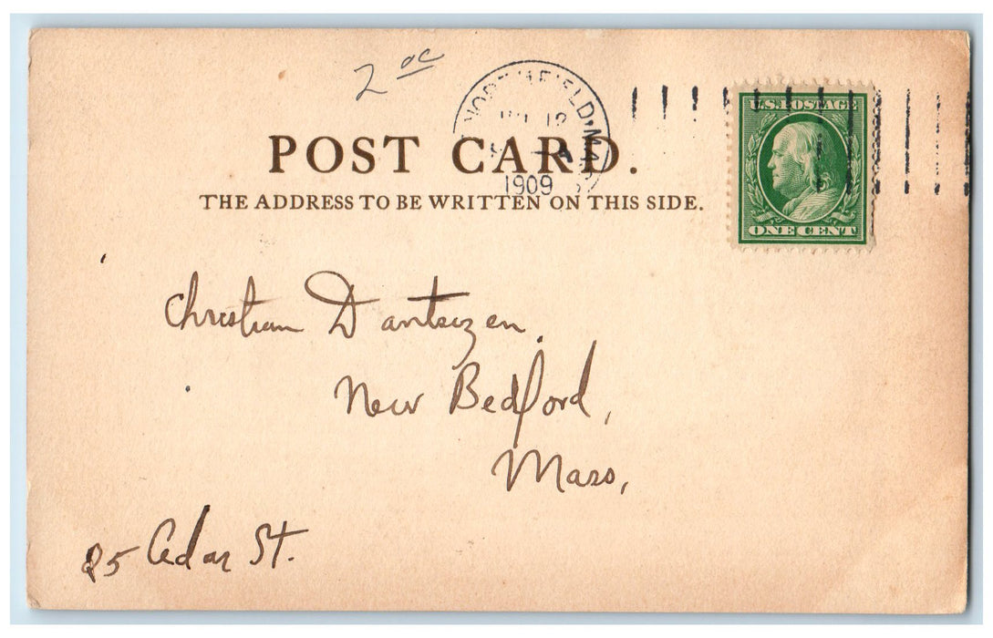 1909 Schell Memorial Bridge East Northfield Massachusetts MA Posted Postcard