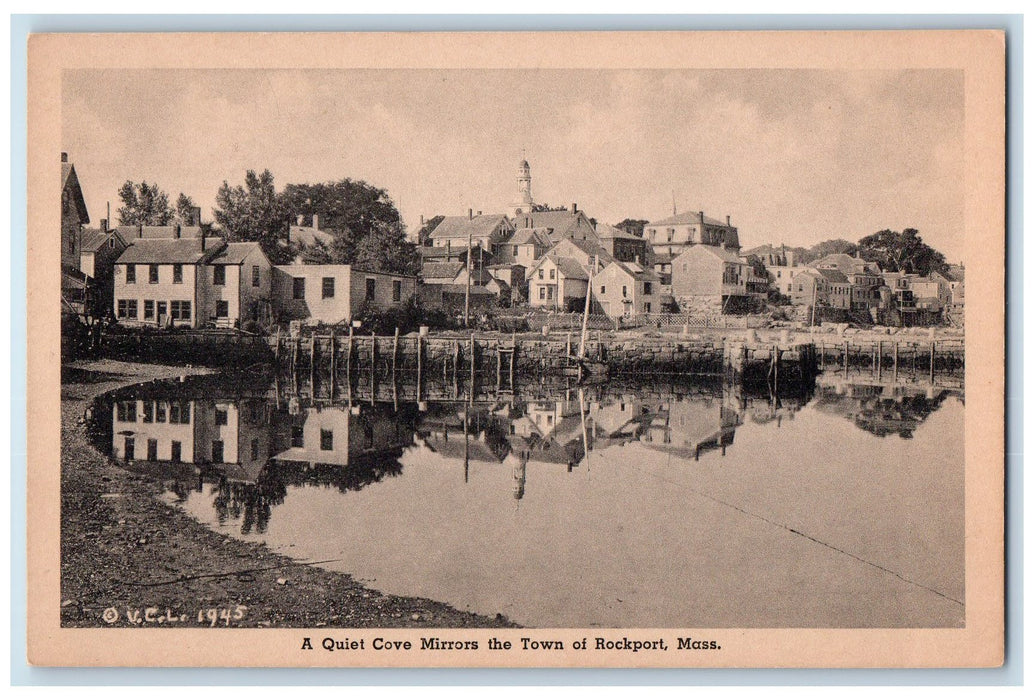 c1940's A Quiet Cove Mirrors View The Town Of Rockport Massachusetts MA Postcard