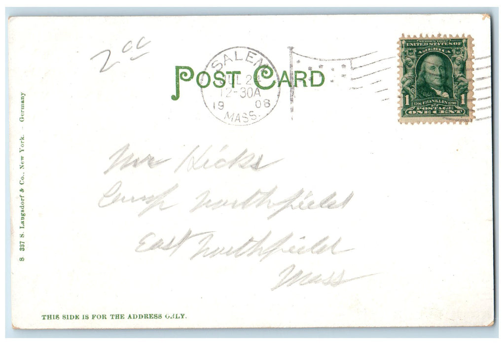 1908 Railroad Station Train Carriages Salem Massachusetts MA Posted Postcard