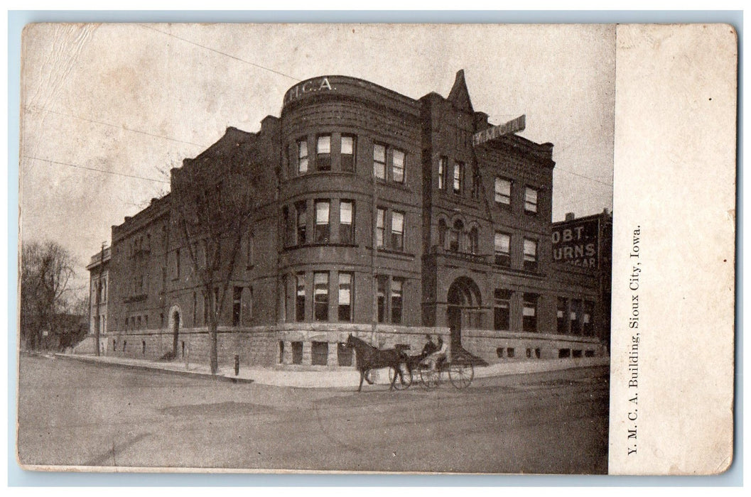 1907 Y.M.C.A. Building Exterior Roadside Sioux City Iowa IA Posted Postcard